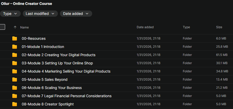 Oliur – Online Creator Course Download