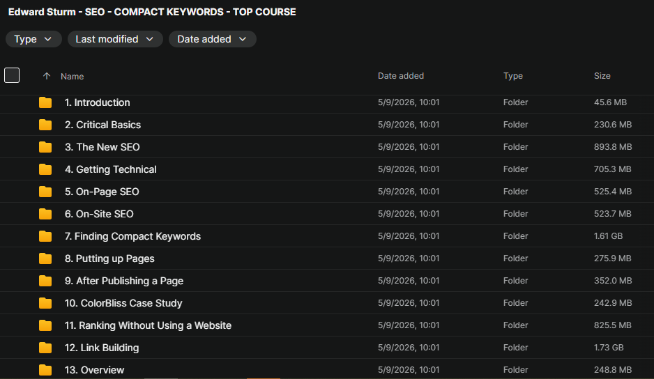 Edward Sturm - SEO - COMPACT KEYWORDS - TOP COURSE